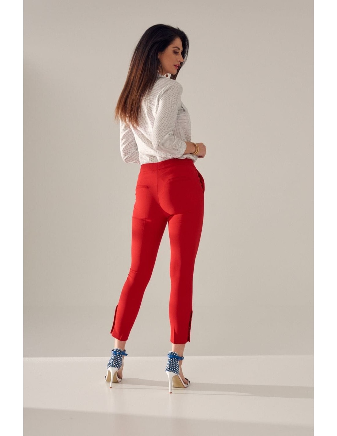 Elegant red cigarette pants PR01810 - Online store - Boutique